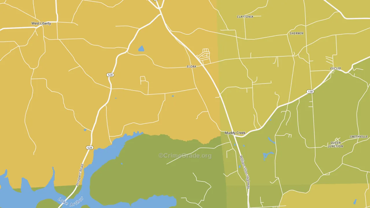 Elora, PA Map of Burglary Rates