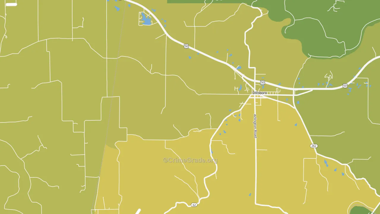 Elrod, IN Map of Burglary Rates