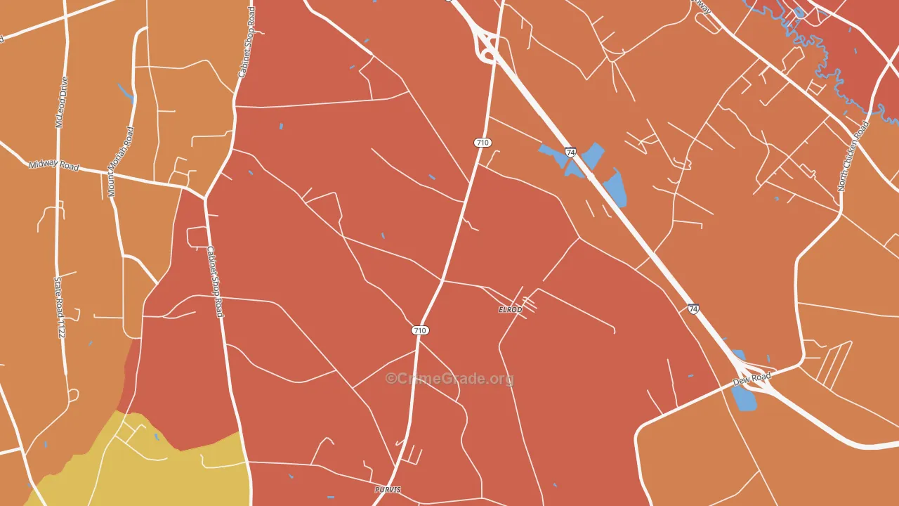 Elrod, NC Map of Burglary Rates