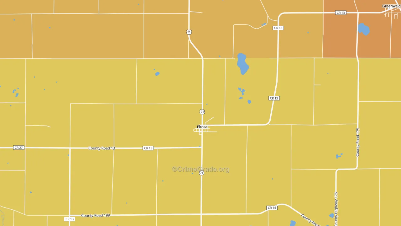 Elrosa, MN Map of Burglary Rates