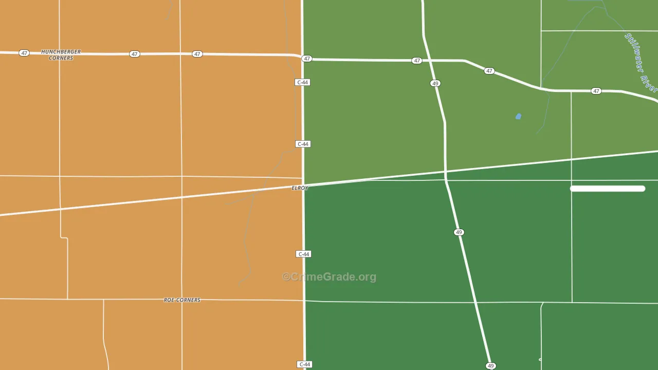 Elroy, OH Map of Burglary Rates
