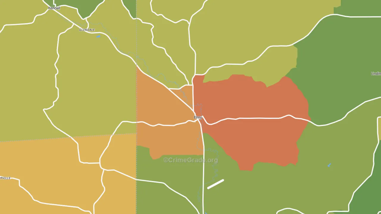Elroy, WI Map of Burglary Rates