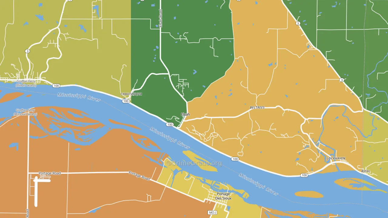 Elsah, IL Map of Burglary Rates