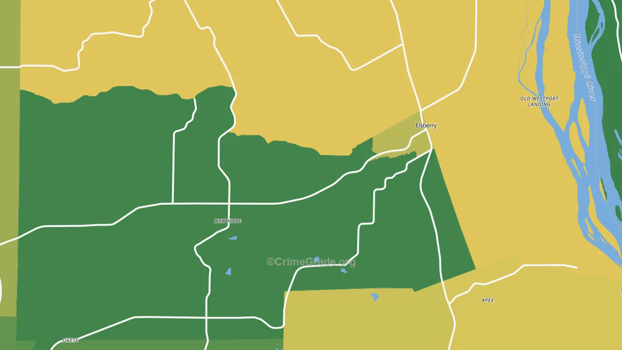 Elsberry, MO Map of Burglary Rates