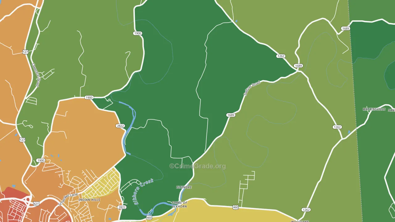 Elsinore, KY Map of Burglary Rates