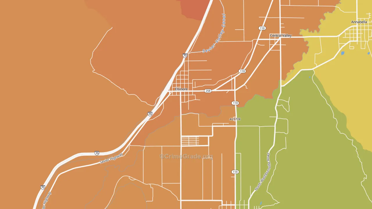 Elsinore, UT Map of Burglary Rates
