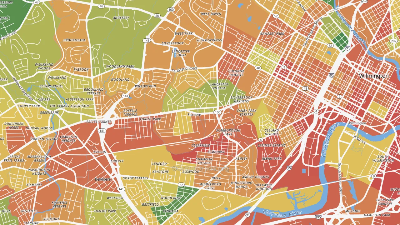 Elsmere, DE Map of Burglary Rates