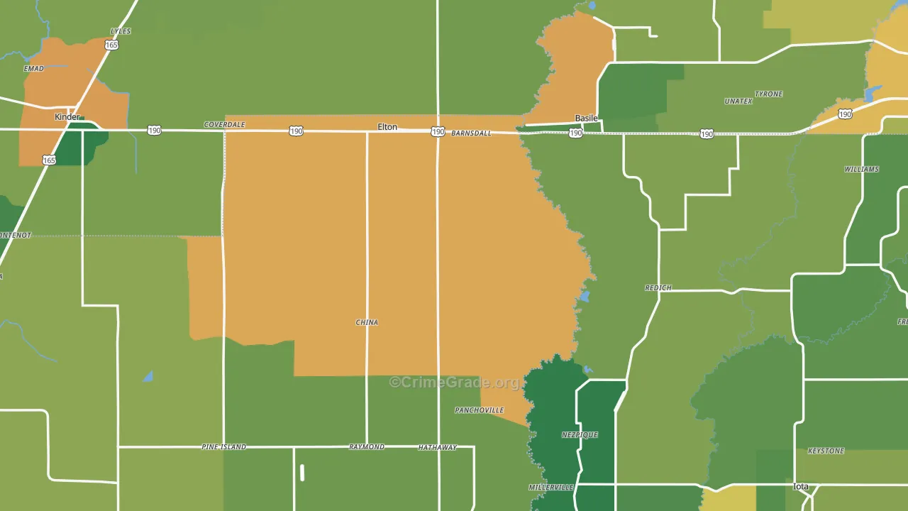 Elton, LA Map of Burglary Rates