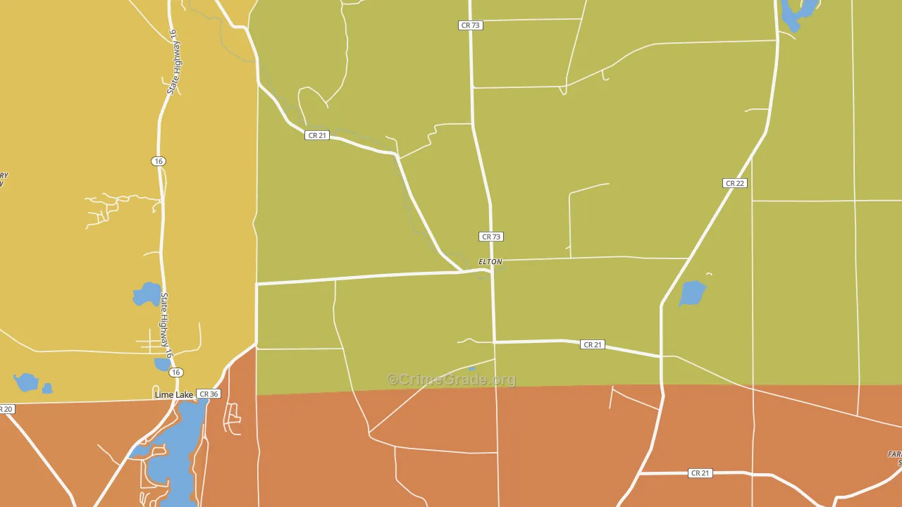 Elton, NY Map of Burglary Rates
