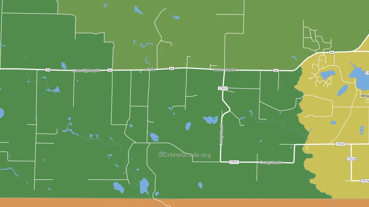 Elton, WI Map of Burglary Rates