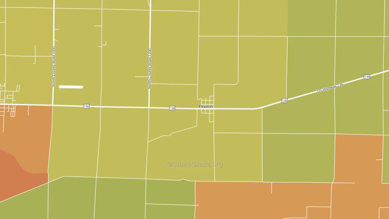 Elvaston, IL Map of Burglary Rates