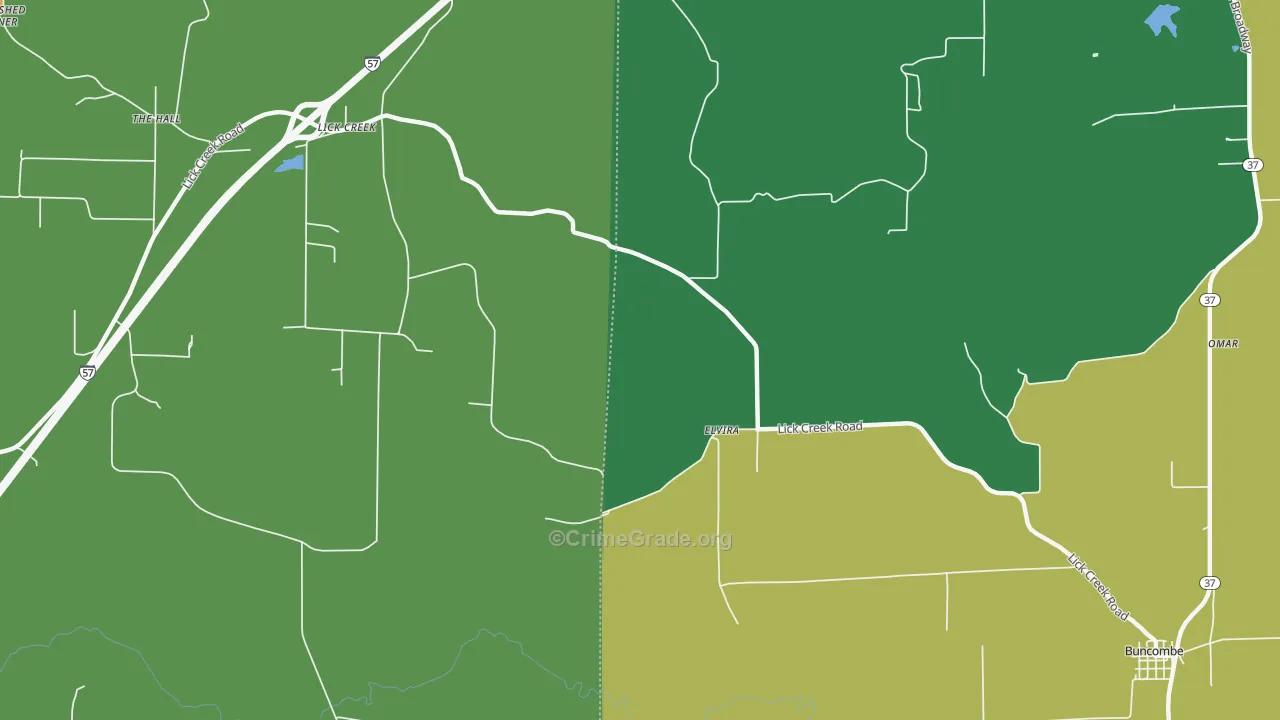Elvira, IL Map of Burglary Rates
