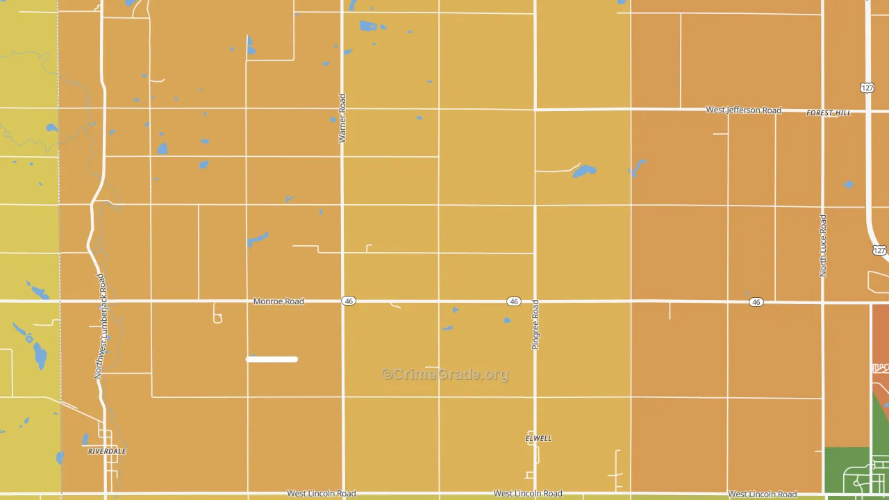 Elwell, MI Map of Burglary Rates
