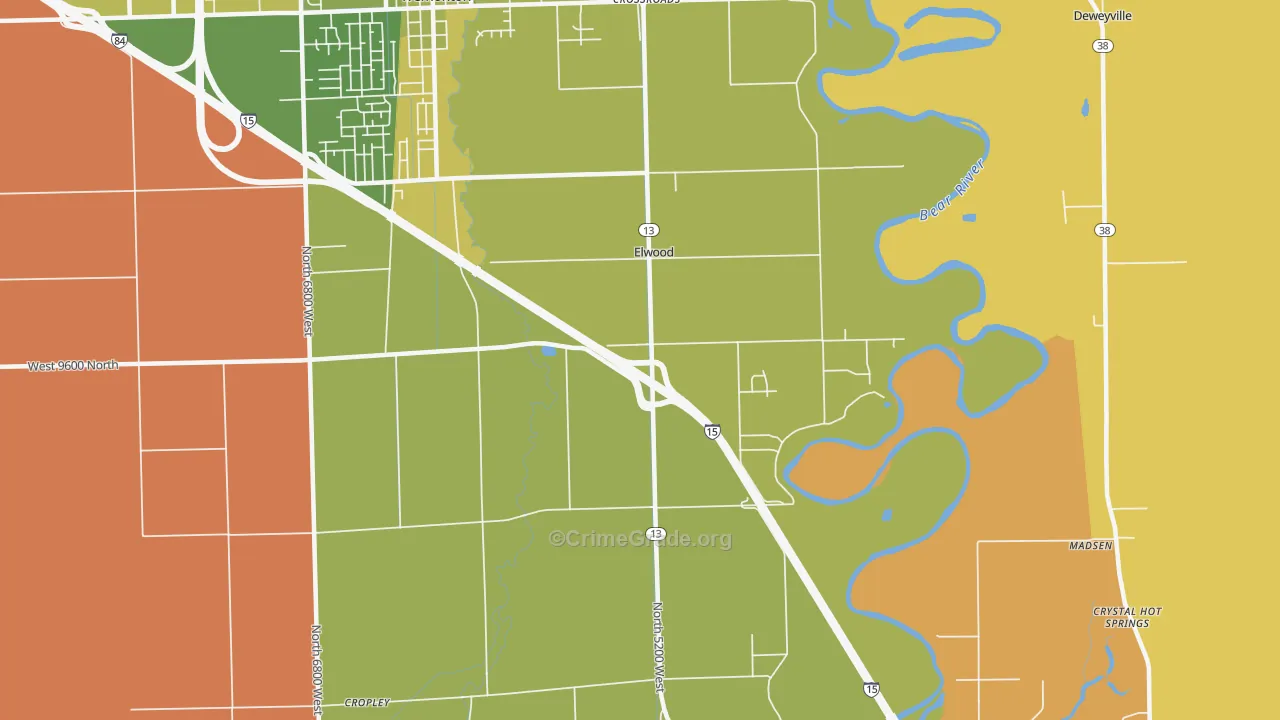 Elwood, UT Map of Burglary Rates