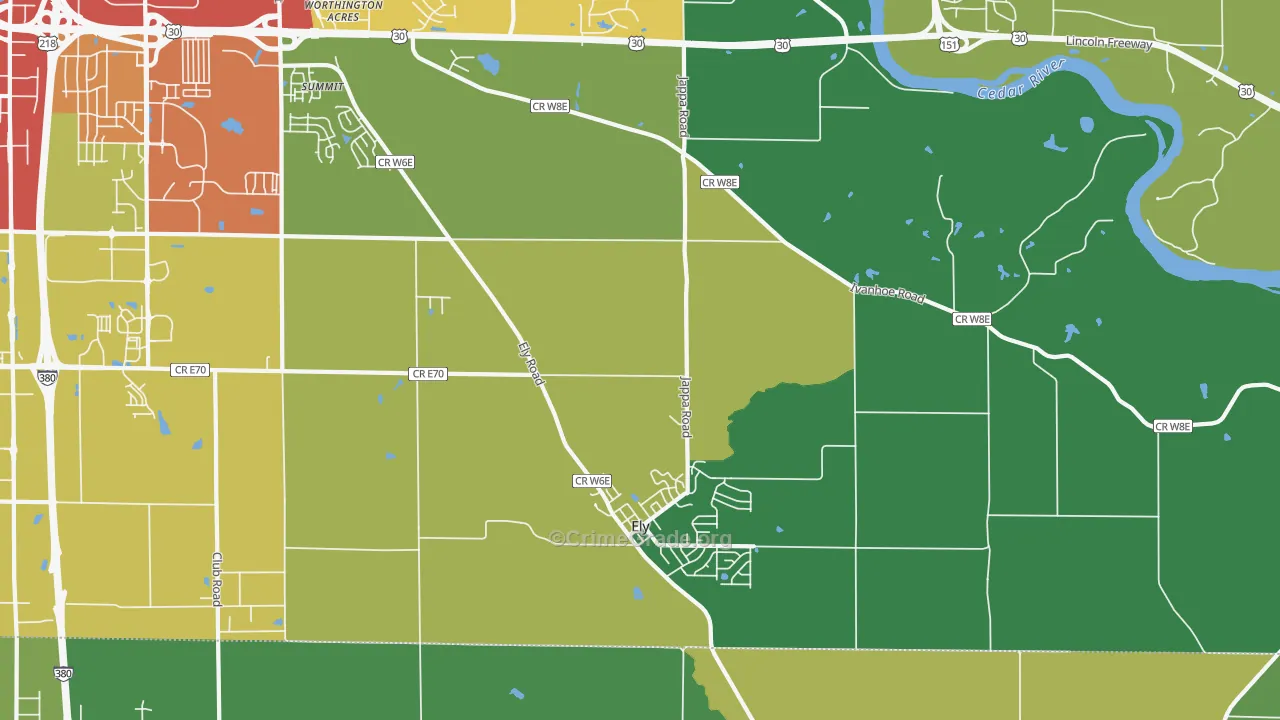 Ely, IA Map of Burglary Rates