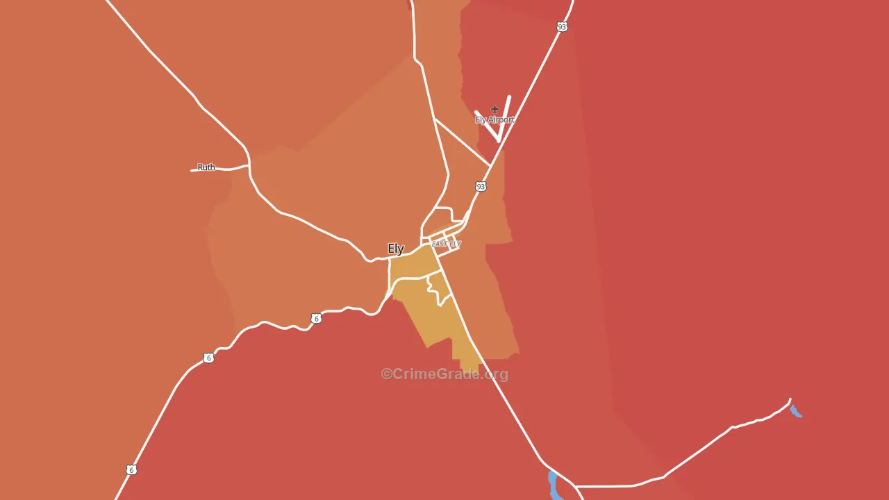 Ely, NV Map of Burglary Rates