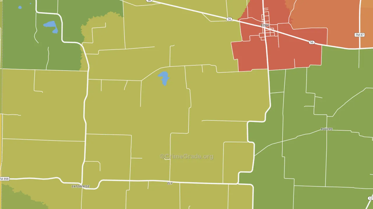 Ely, TX Map of Burglary Rates