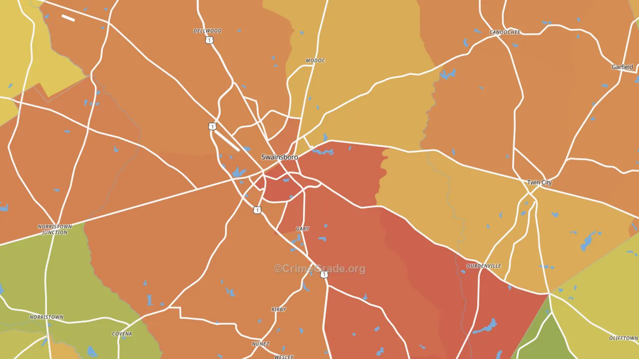 Emanuel County, GA Map of Burglary Rates