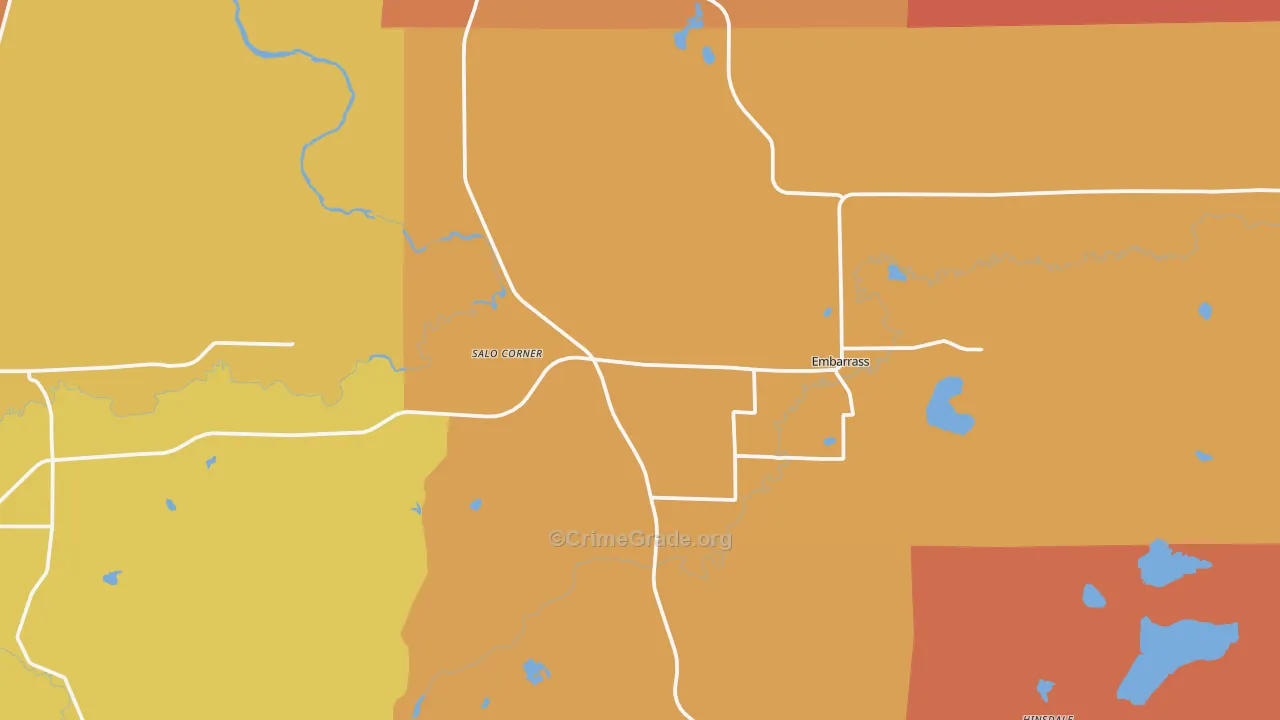 Embarrass, MN Map of Burglary Rates