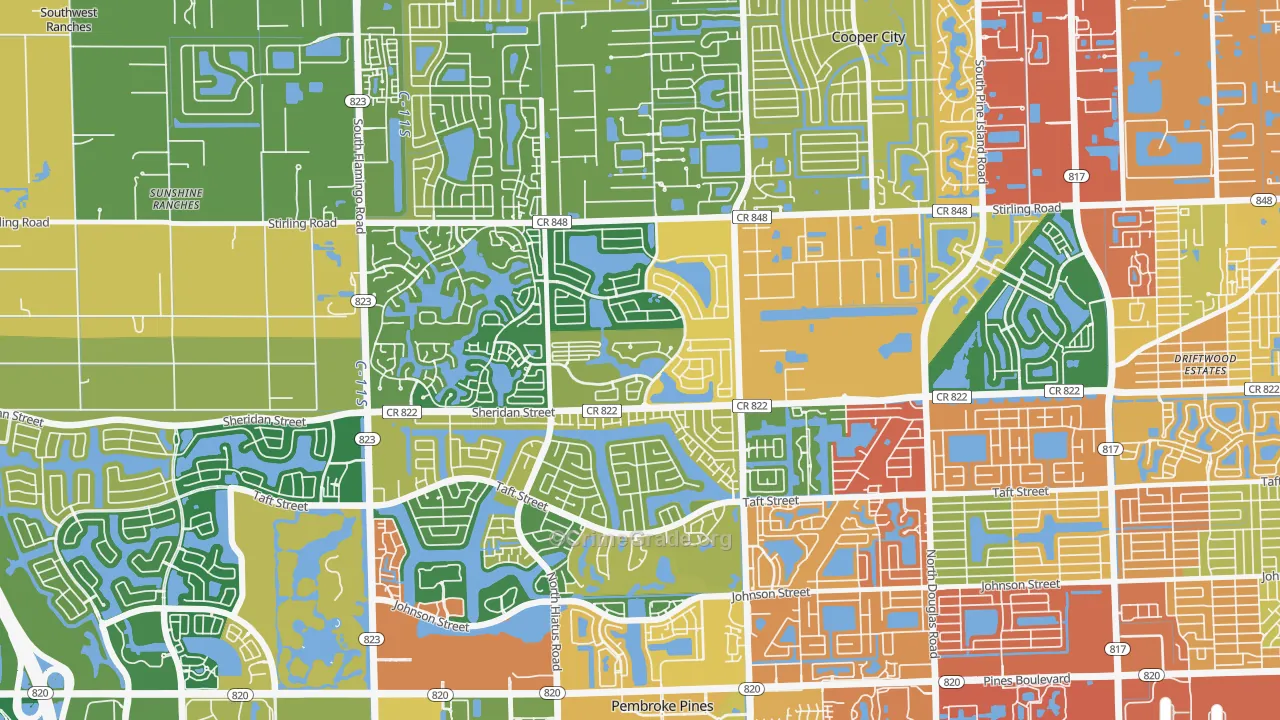 Embassy Lakes, Cooper City, FL Map of Burglary Rates