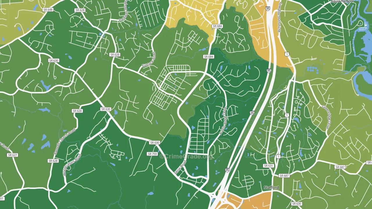Embrey Mill, Stafford, VA Map of Burglary Rates