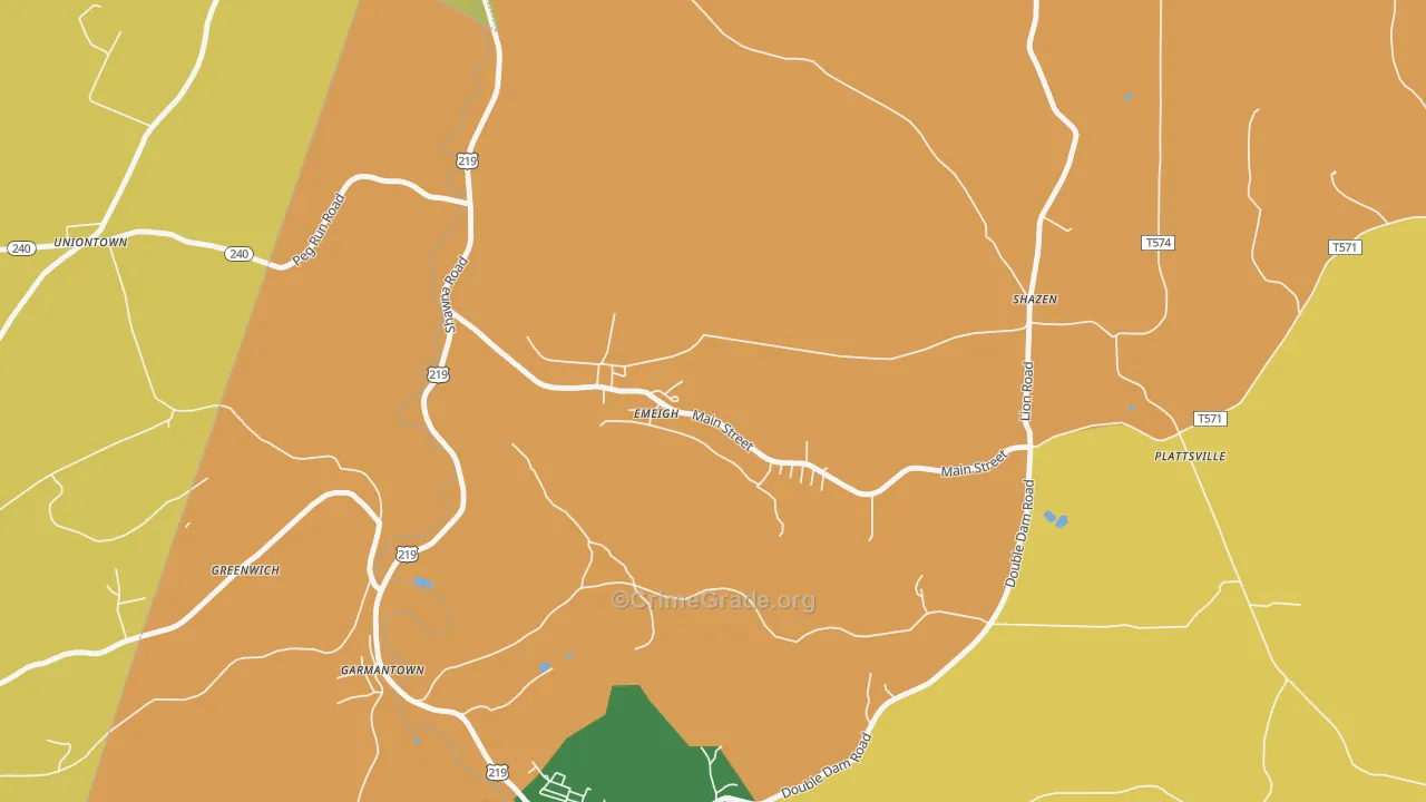 Emeigh, PA Map of Burglary Rates