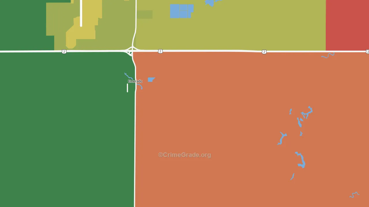 Emerado, ND Map of Burglary Rates
