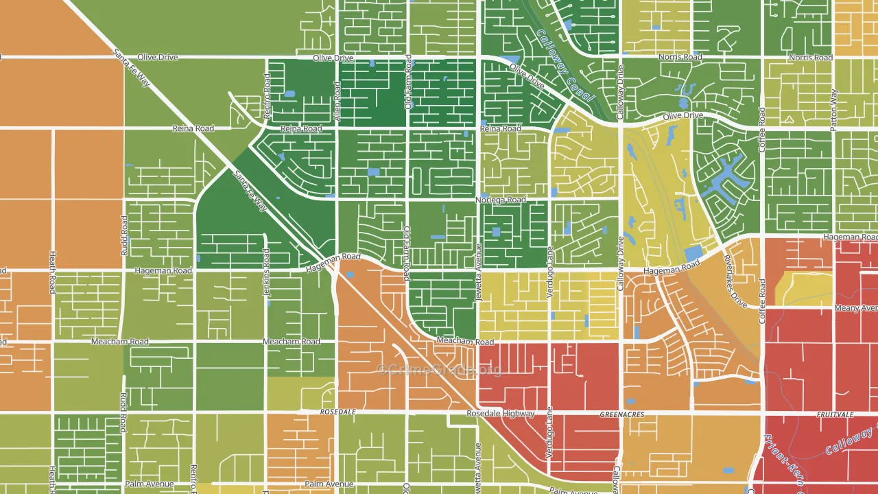 Emerald Estates, Bakersfield, CA Map of Burglary Rates
