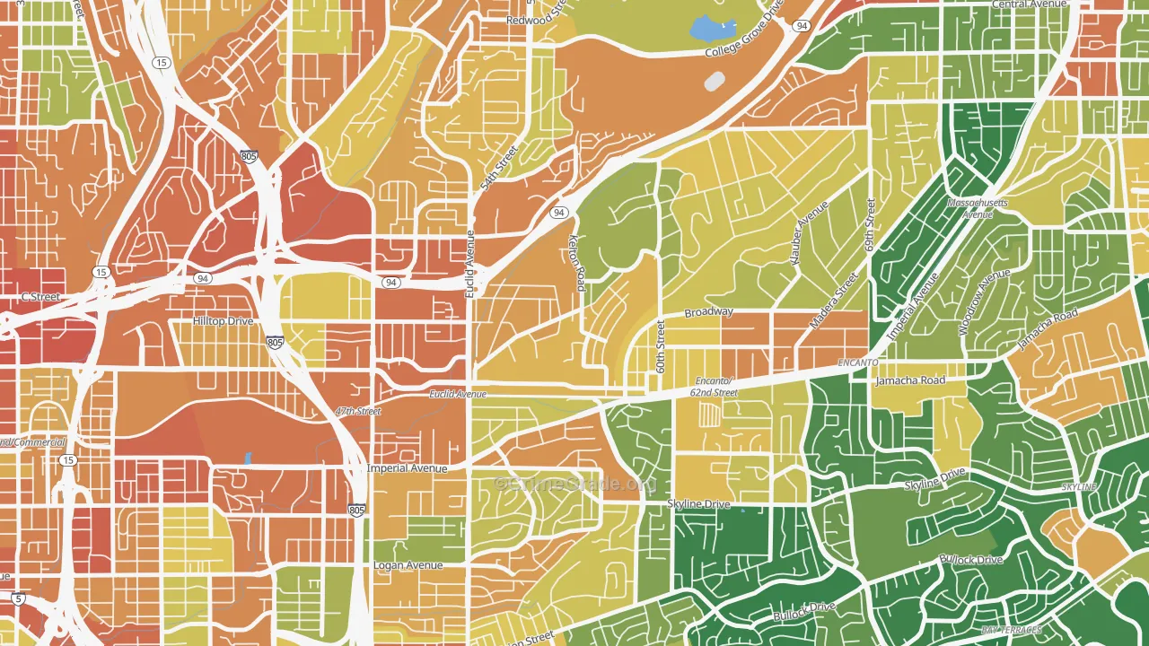 Emerald Hills, San Diego, CA Map of Burglary Rates
