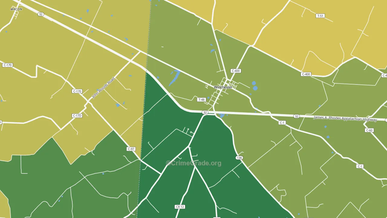 Emerald, OH Map of Burglary Rates