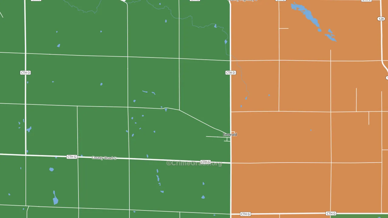 Emerald, WI Map of Burglary Rates