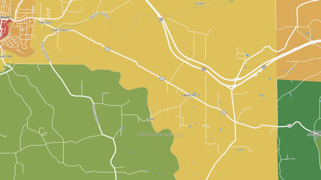 Emerickville, PA Map of Burglary Rates