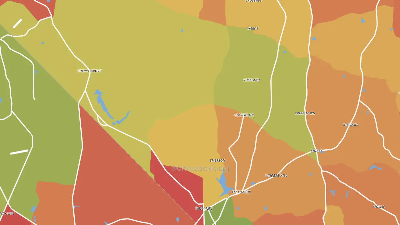 Emerson, NC Map of Burglary Rates