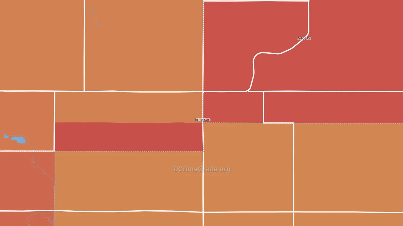 Emerson, NE Map of Burglary Rates