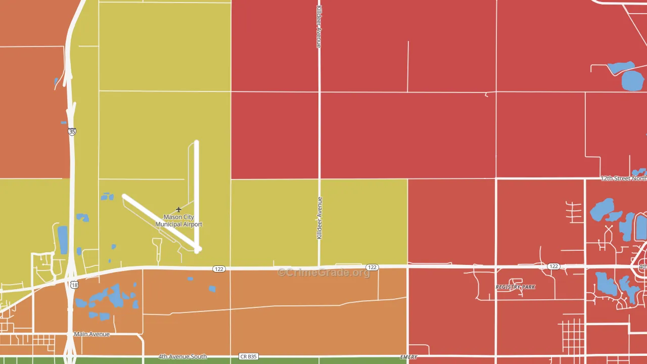 Emery, IA Map of Burglary Rates