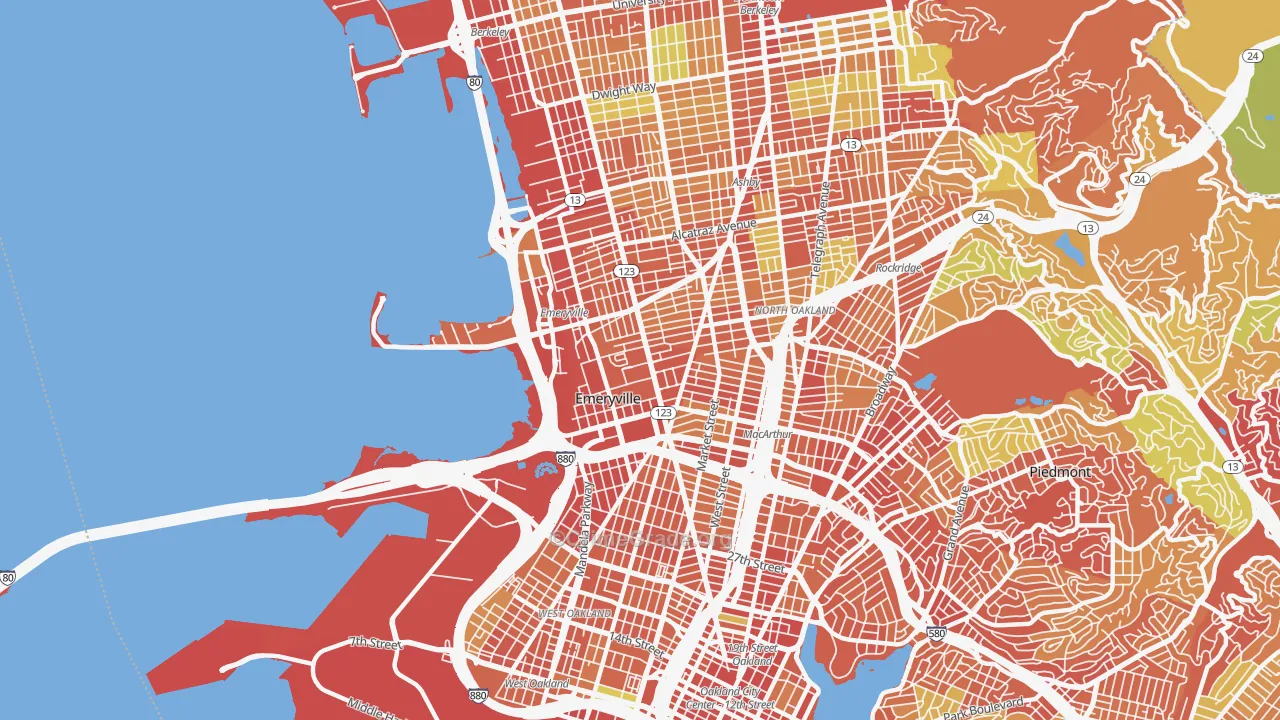 Emeryville, CA Map of Burglary Rates