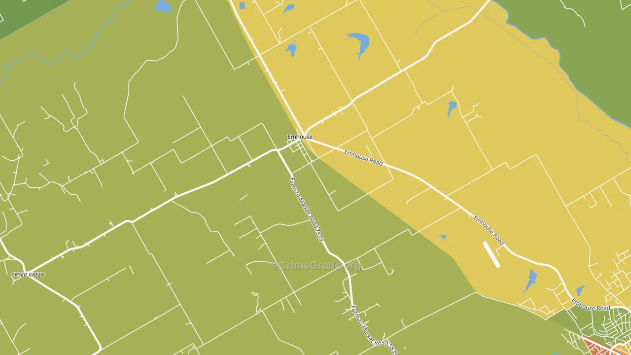 Emhouse, TX Map of Burglary Rates