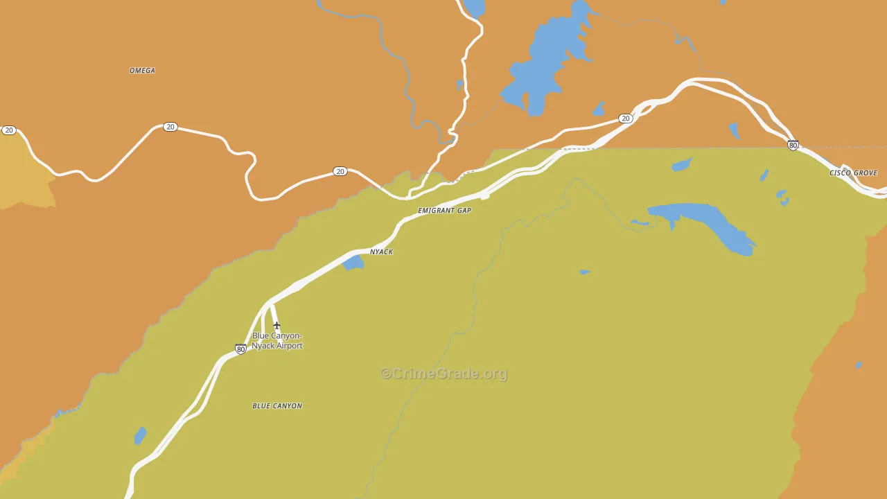 Emigrant Gap, CA Map of Burglary Rates