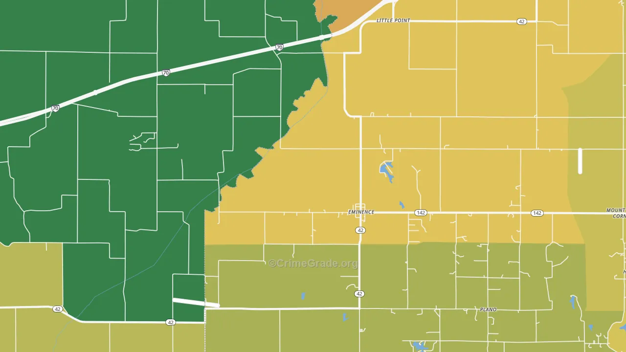 Eminence, IN Map of Burglary Rates