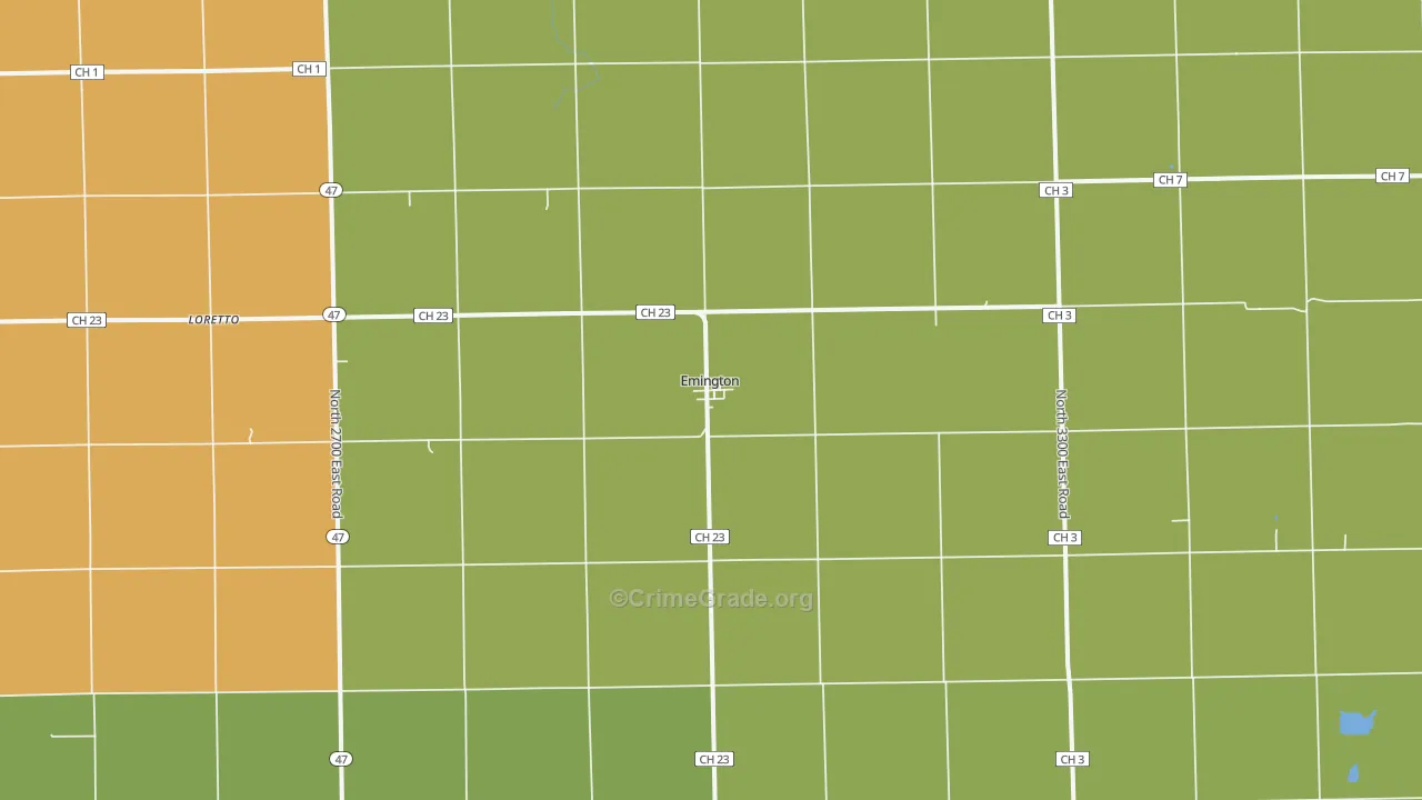 Emington, IL Map of Burglary Rates