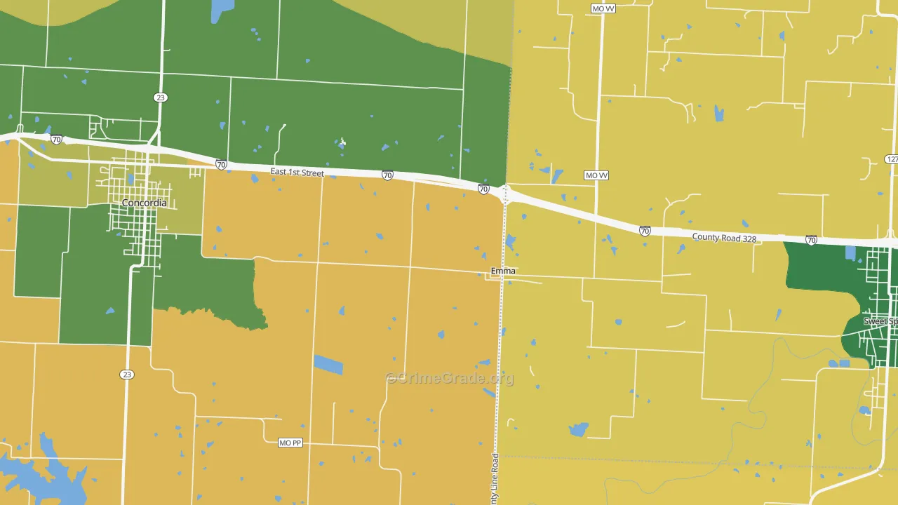 Emma, MO Map of Burglary Rates