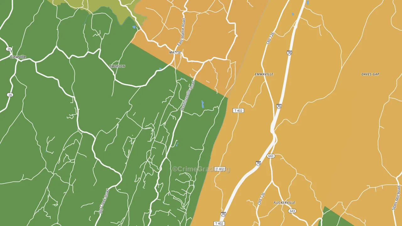 Emmaville, PA Map of Burglary Rates