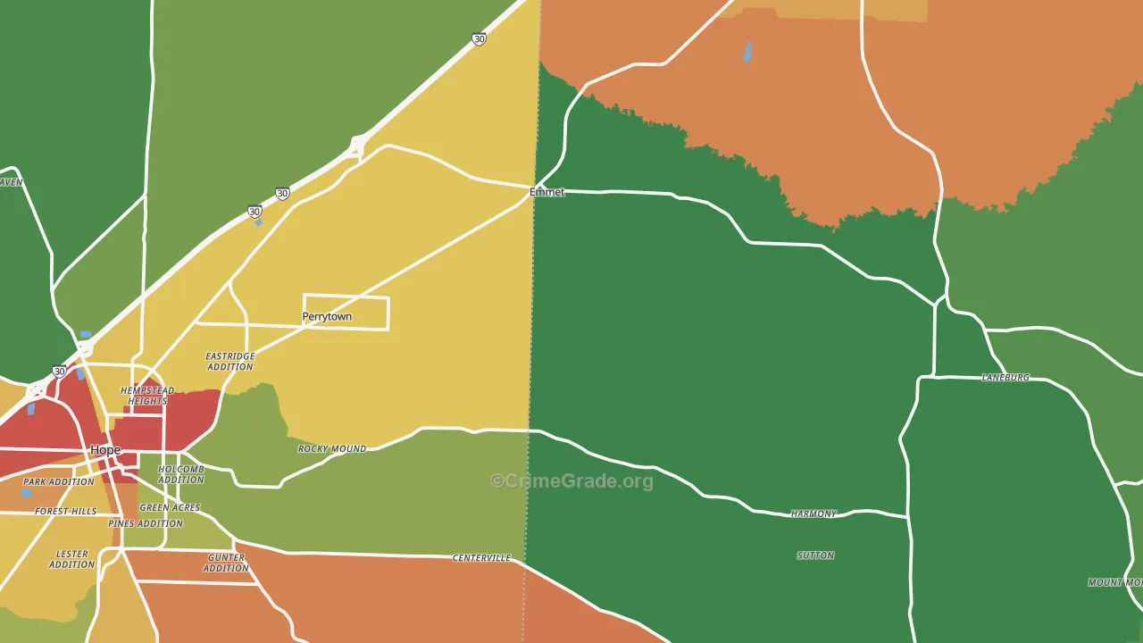 Emmet, AR Map of Burglary Rates
