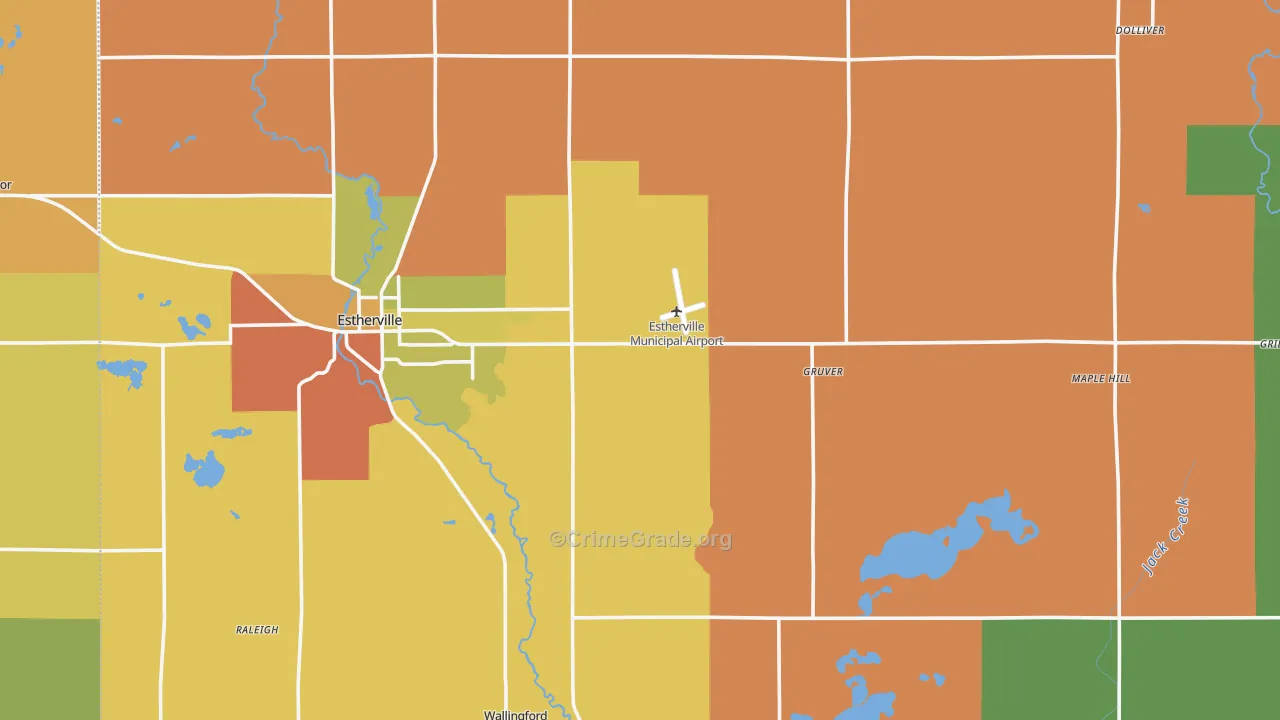 Emmet County, IA Map of Burglary Rates