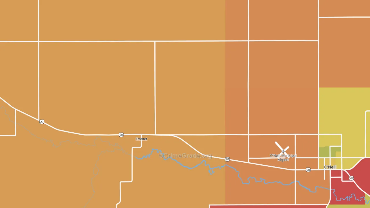 Emmet, NE Map of Burglary Rates