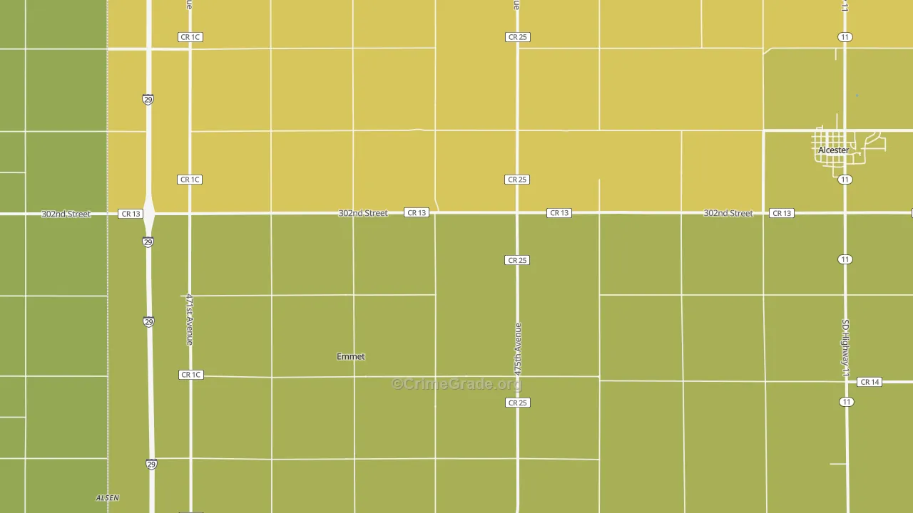 Emmet, SD Map of Burglary Rates