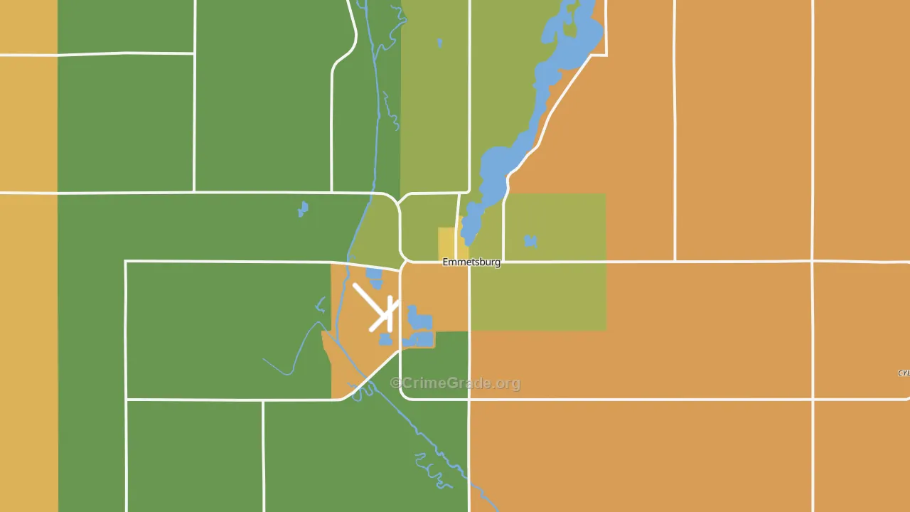 Emmetsburg, IA Map of Burglary Rates