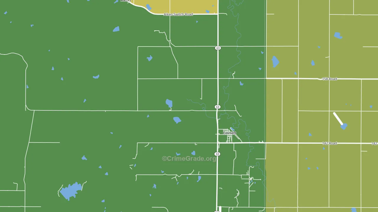 Emmett, KS Map of Burglary Rates