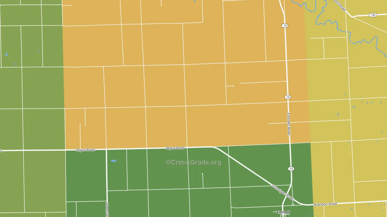 Emmett, MI Map of Burglary Rates