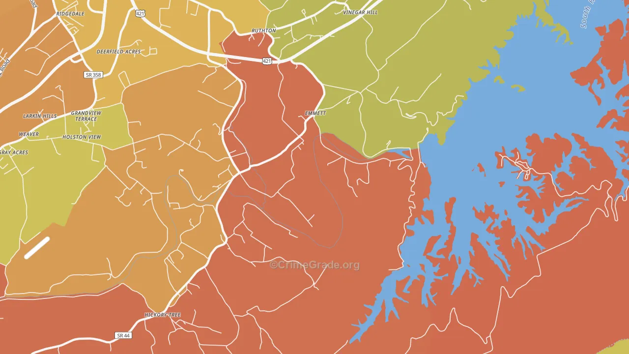 Emmett, TN Map of Burglary Rates